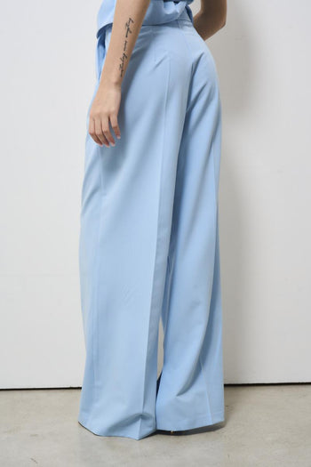 Pantalone donna celeste a palazzo - 3