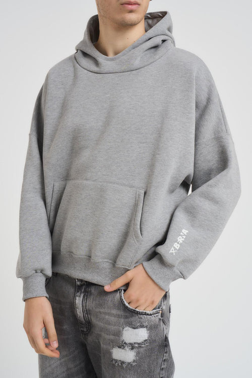 Felpa uomo con cappuccio grigio chiaro