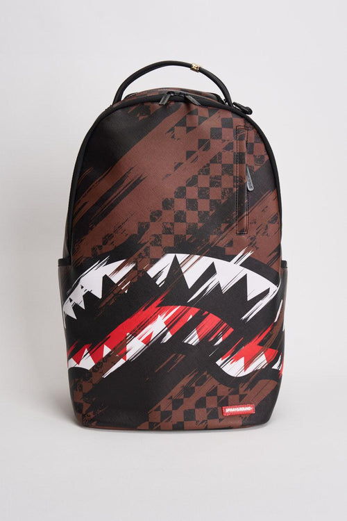 Zaino uomo shark mouth check marrone e nero - 1