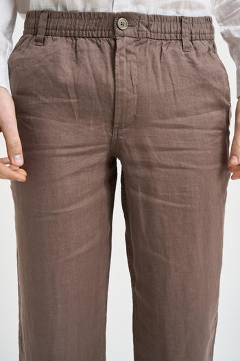 Pantalone uomo in lino fango - 5