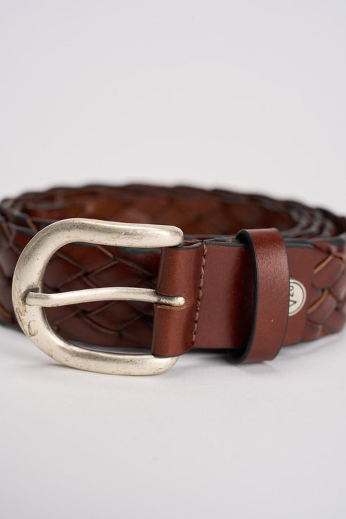 Cintura uomo intrecciata cognac - 2
