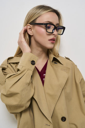 Women's beige gabardine trench coat - 3