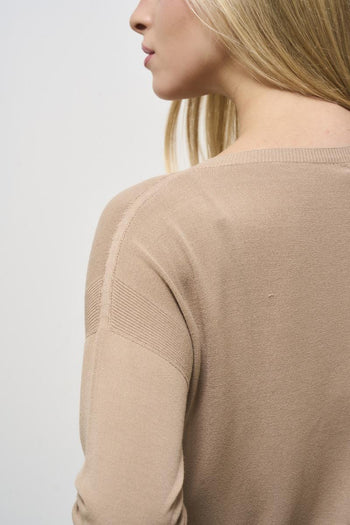 Women's beige crew neck sweater - 4