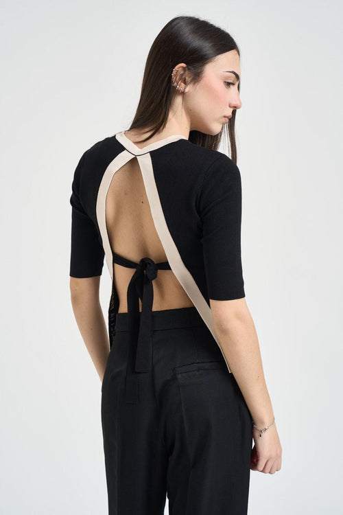 Maglia donna maniche a 3/4 nera - 2