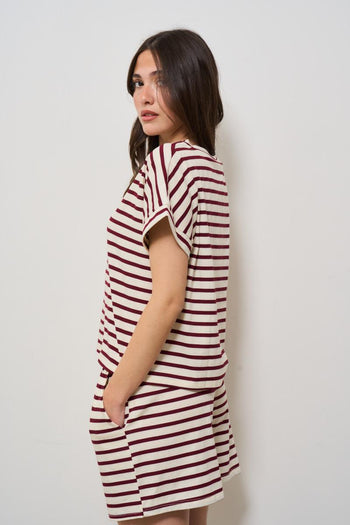 Completo donna a righe rosso mattone - 3