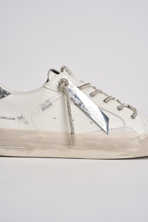 Sneakers donna bianche e glitter argento - 2