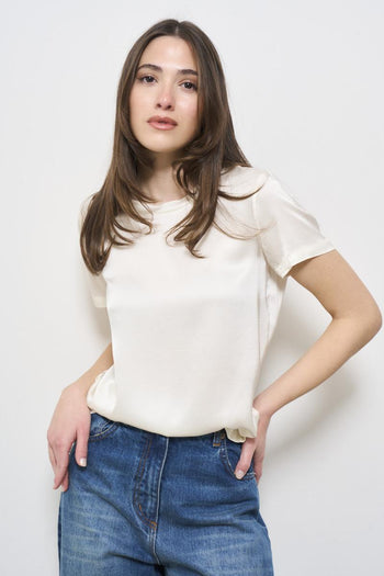 Women's white crew neck t-shirt - 3