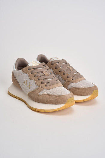 Sneakers donna in suede beige e glitter - 3