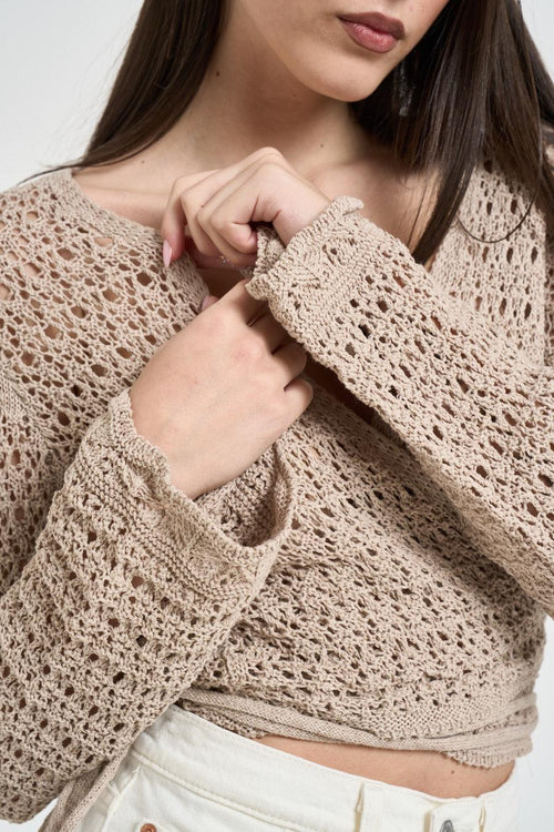 Cardigan donna incrociato corda - 2