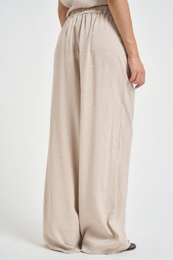 Pantalone donna a gamba ampia sabbia - 4