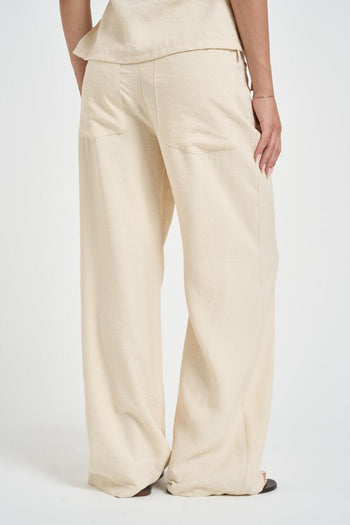 Pantalone donna a palazzo panna - 4