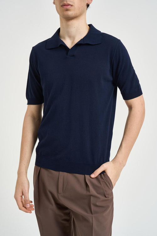 Polo uomo in maglia blu notte