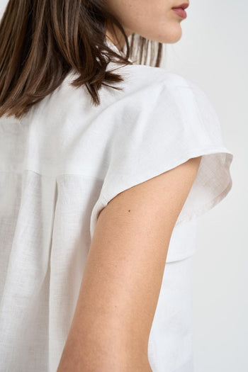 Camicia donna in lino bianca - 5