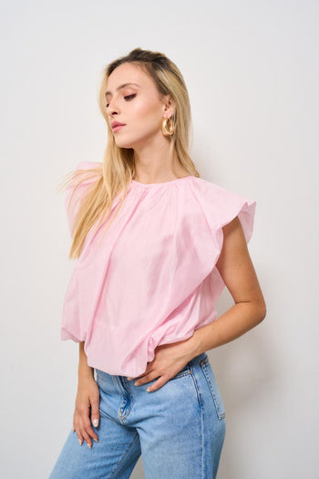 Top donna rosa girocollo - 3