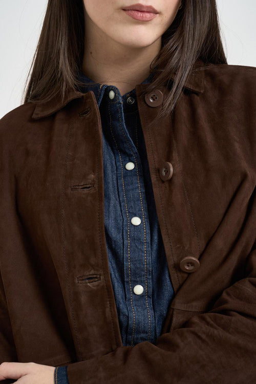 Giacca donna in suede marrone - 2