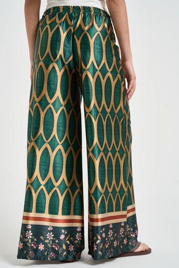Pantalone donna fantasia geometrica verde - 3