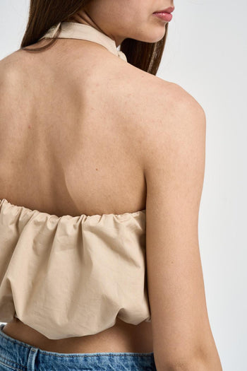 Top donna a palloncino beige - 5