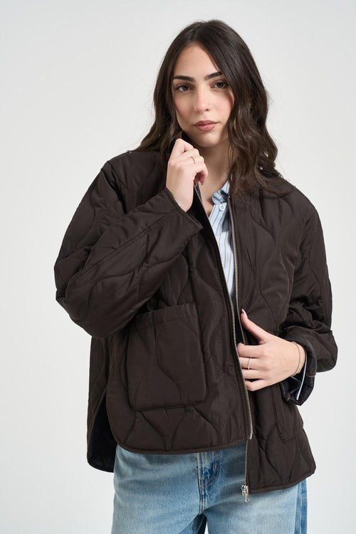 Bomber donna trapuntato marrone - 2