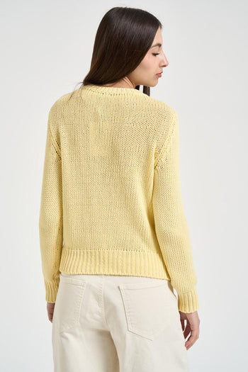 Maglia donna girocollo in cotone gialla - 3
