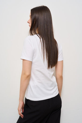 T-shirt donna girocollo con strass - 4