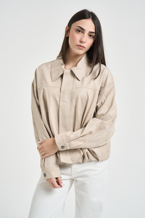 Giubbotto donna vita arricciata beige