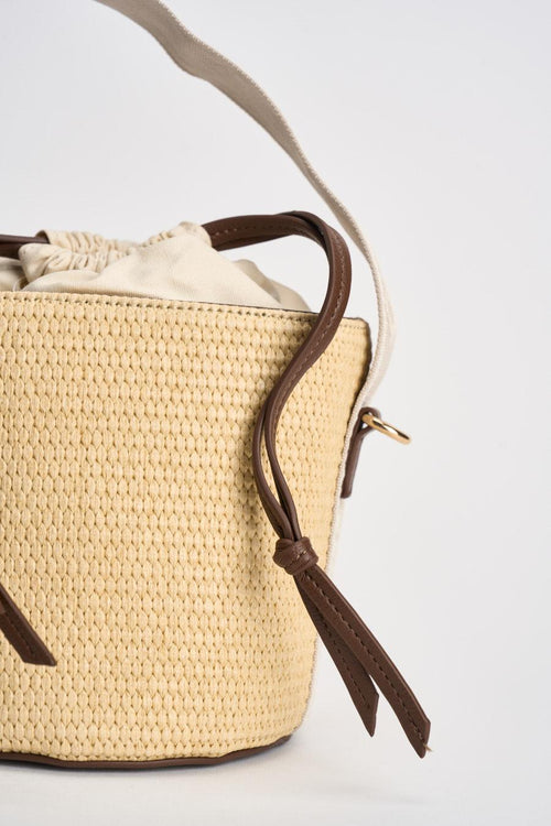 Secchiello donna in rafia beige e marrone - 2