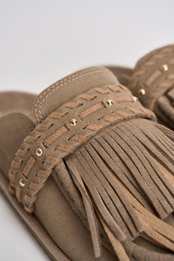 Sabot donna beige in suede - 5