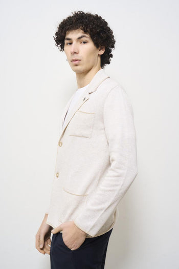 Giacca uomo in maglia panna - 3