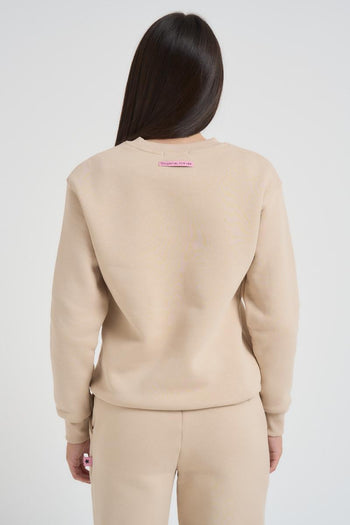 Felpa donna girocollo beige - 4