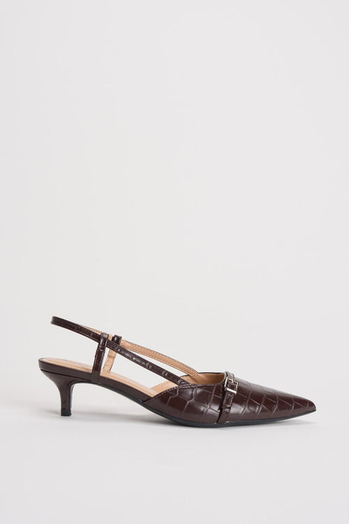 Slingback donna pitonate marrone