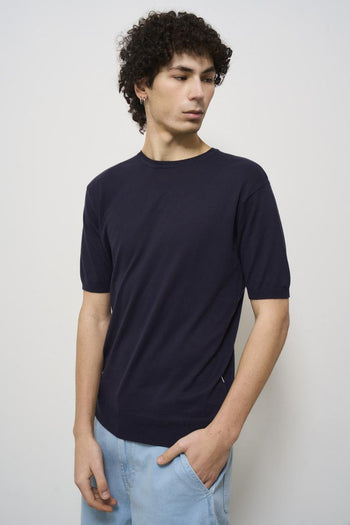 T-shirt uomo in maglia blu - 3