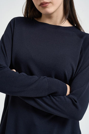 Maglia donna scollo a barca blu - 3