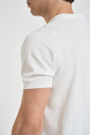 T-shirt uomo girocollo in maglia bianca - 5