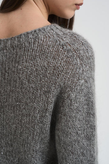 Maglia donna girocollo lurex perla - 4