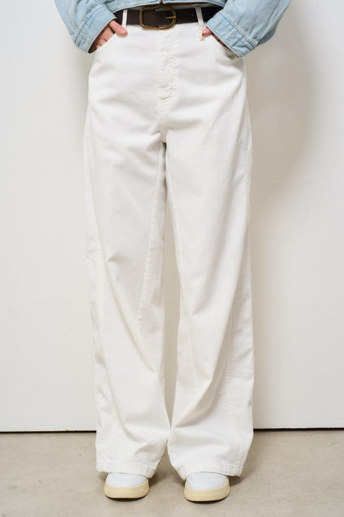 Jeans donna a palazzo in denim bianco