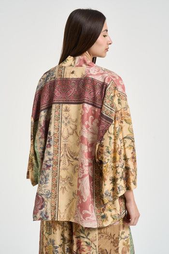 Kimono donna con stampa patchwork multicolor - 4