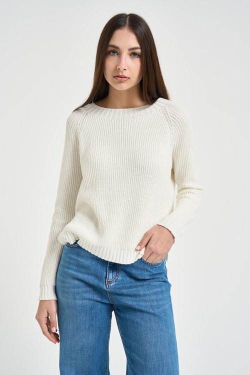 Maglia donna con spacchi panna