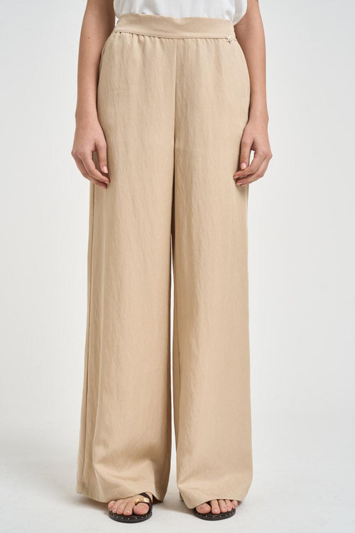 Pantalone donna fluido beige