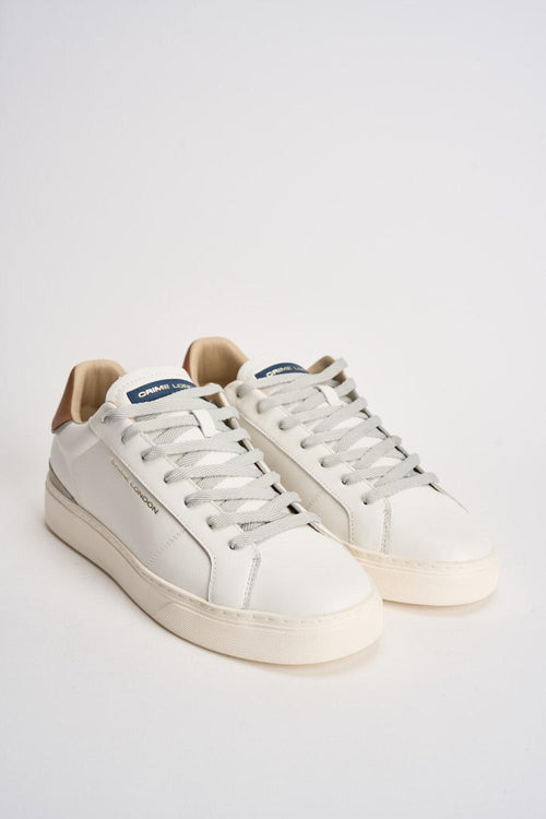 Sneakers uomo in pelle bianca e cammello - 2