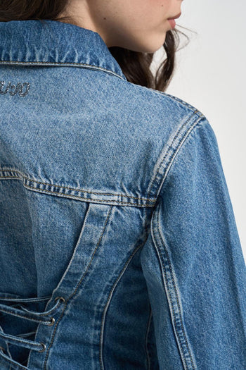Giacca donna in denim blu - 4