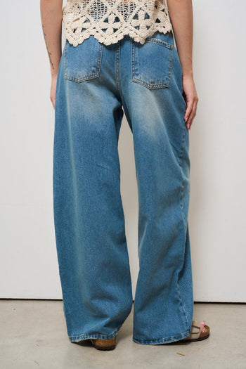 Jeans donna a palazzo in denim medio - 5