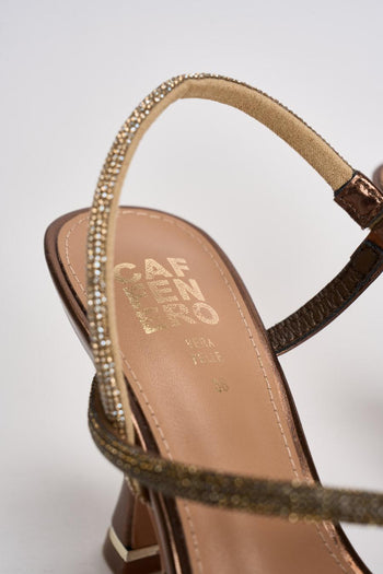 Sandalo donna bronzo con strass - 5
