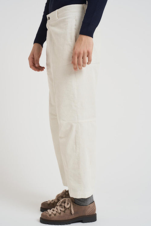 Pantalone uomo regular fit a costine panna - 2