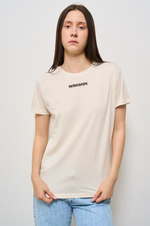 T-shirt donna girocollo latte