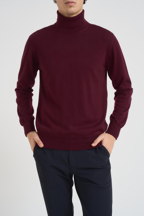 Maglia uomo collo alto bordeaux - 2
