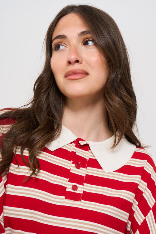 Polo donna rossa a righe - 2