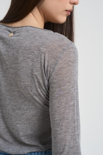 Maglia donna scollo a barchetta grigia - 4