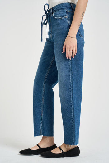 Jeans donna gamba dritta in denim blu - 3