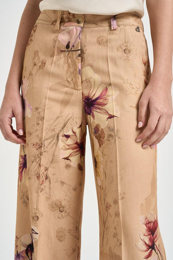 Pantalone donna in tessuto leggero con stampa floreale - 5