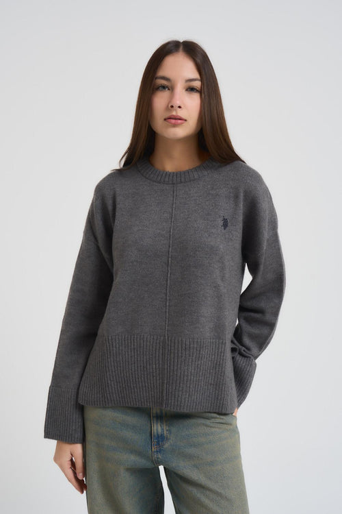 Maglia donna girocollo grigia<BR/>